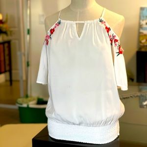 Off shoulder embroidered top